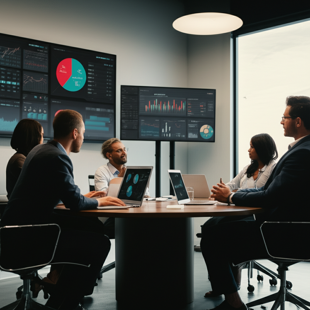 FinTech Ventures team meeting discussing early-stage startup investments and venture capital opportunities